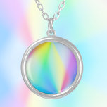 Modern faux iridescent pastel rainbow coloureds silver plated necklace<br><div class="desc">This pretty necklace features an iridescent,  modern design in pastel rainbow colours. Looks like the northern lights. Colourful and magical. Perfect for her,  teeny,  girl and a beautiful gift! Designed by Marions Artwork.</div>