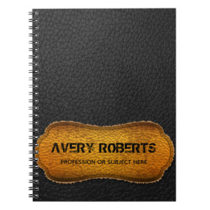 Modern Faux Leather Black and yellow design Notebook