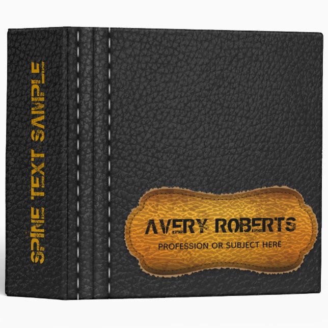 Modern Faux Leather design Black and yellow Binder (Front/Spine)