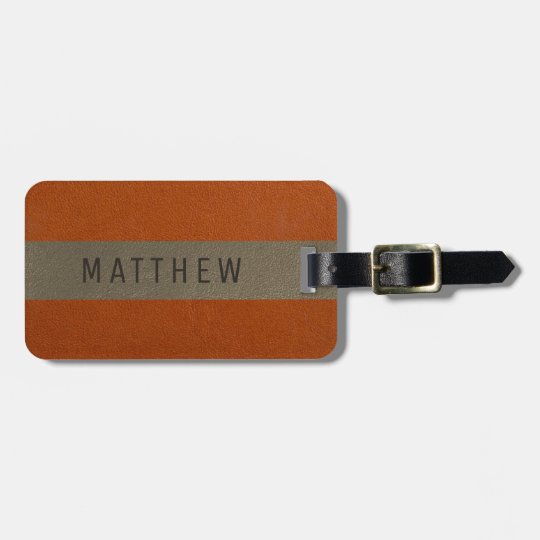 orange leather luggage tag