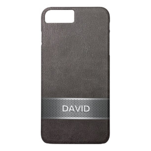 Modern Faux Leather & Steel Belt Custom Name Case-Mate iPhone Case