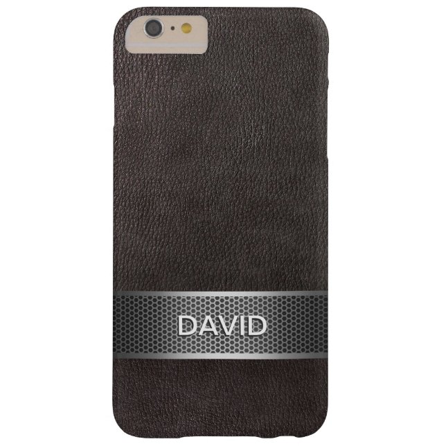 Modern Faux Leather & Steel Belt Custom Name Case-Mate iPhone Case (Back)