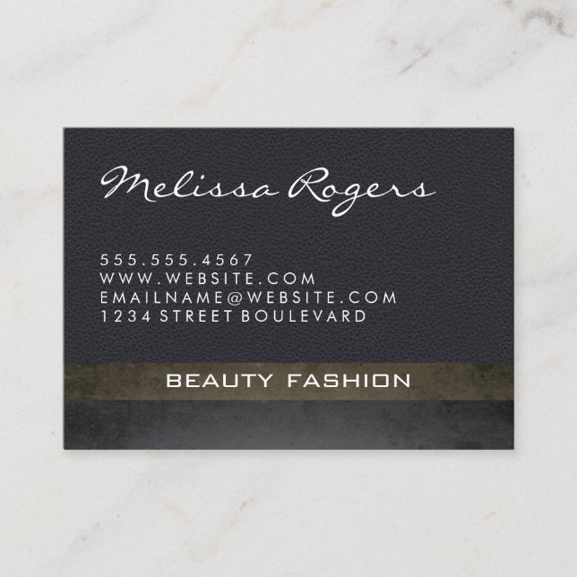 Modern Faux Leather with Chic Texture Business Card (Front)