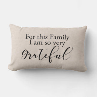 Modern Faux linen family gratitude quote Lumbar Pillow