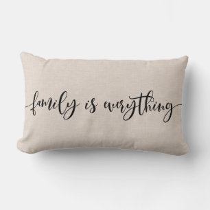 Modern Faux linen family quote Lumbar Pillow