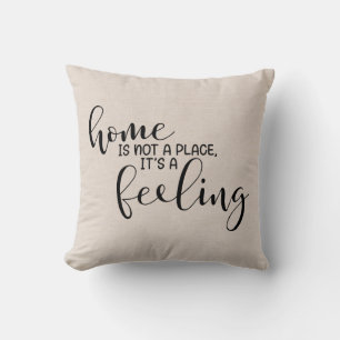 Modern Faux linen Home quote Throw Pillow