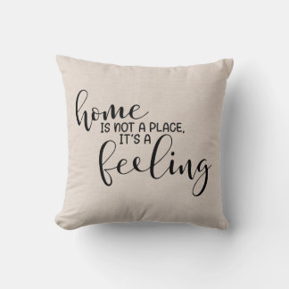 Modern Faux linen Home quote Throw Pillow