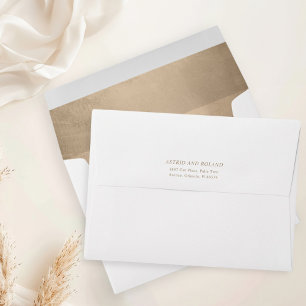 Modern Faux Metallic Gold Return Address Wedding  Envelope