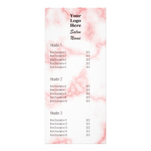 Modern Faux Pink Marble Your Logo Here Rack Card