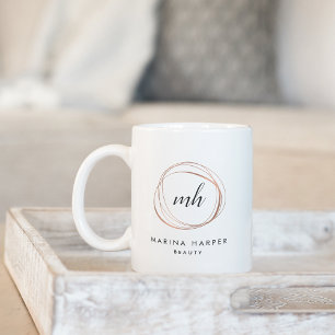 Modern Faux Rose Gold Abstract Logo Coffee Mug