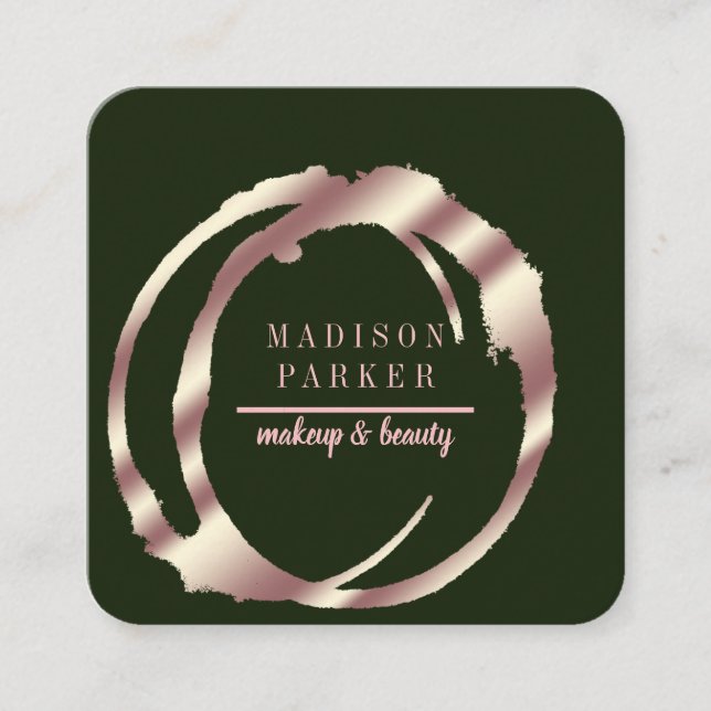 Modern Faux Rose Gold Abstract Square Square Business Card (Front)