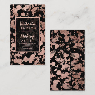 Modern faux rose gold brushstrokes Makeup artist Business Card
