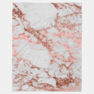Modern faux rose gold glitter marble texture image fleece blanket