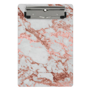 Modern faux rose gold glitter marble texture image mini clipboard