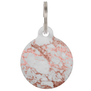 Modern faux rose gold glitter marble texture image pet tag