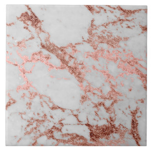 Modern faux rose gold glitter marble texture image tile