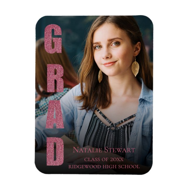 Modern Faux Rose Gold Graduation Announcement Magnet (Vertical)