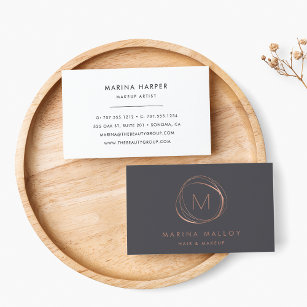 Modern Faux Rose Gold & Grey Abstract Business Card