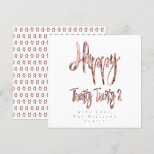 Modern Faux Rose Gold Happy New Year 2022 Holiday Card