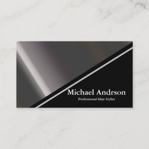 Modern Faux Silver & Black Foil Colour Block Business Card