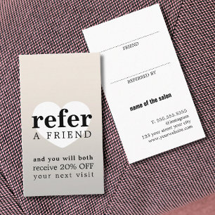 Modern Faux Silver Black White Heart Bold Salon Referral Card