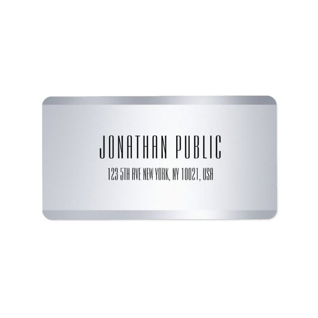 Modern Faux Silver Elegant Minimalist Template Label (Front)