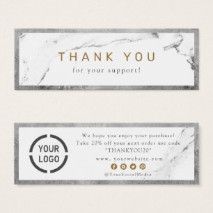 Modern faux silver marble luxe business thank you