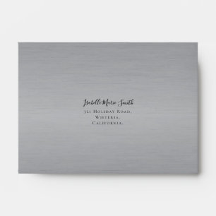 Modern Faux Silver Metallic Wedding RSVP  Envelope