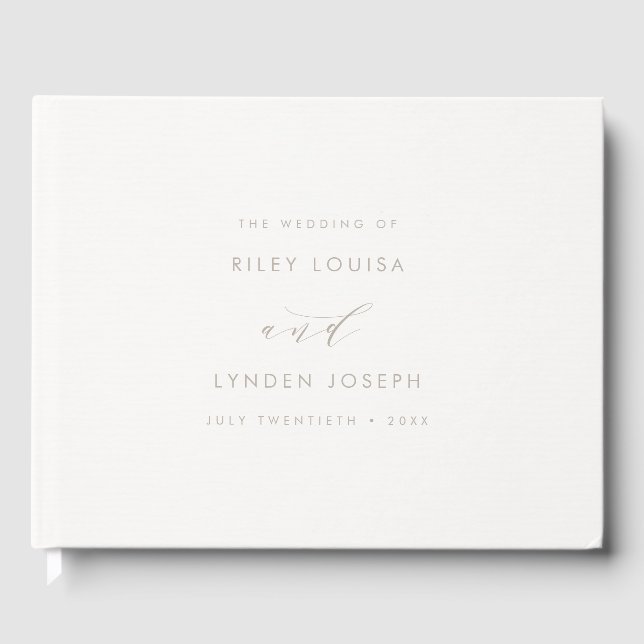 Modern Faux-Textured Paper Elegant Wedding Guest Book (Front)