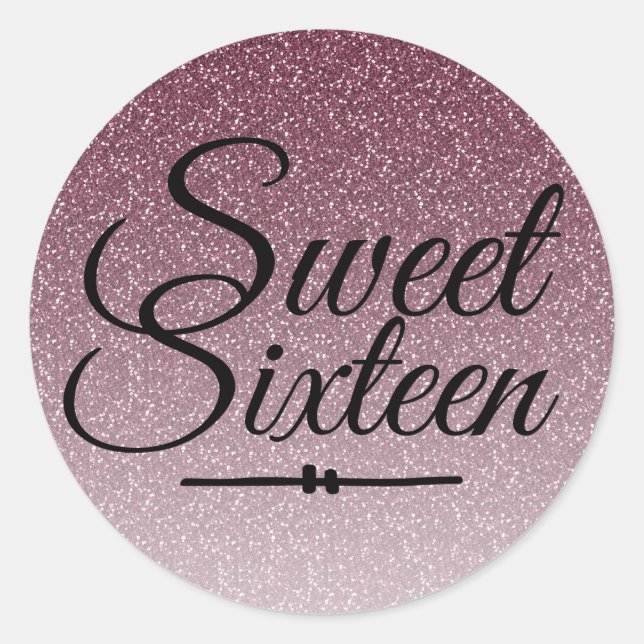 Modern faux wine purple glitter ombre Sweet 16 Classic Round Sticker (Front)