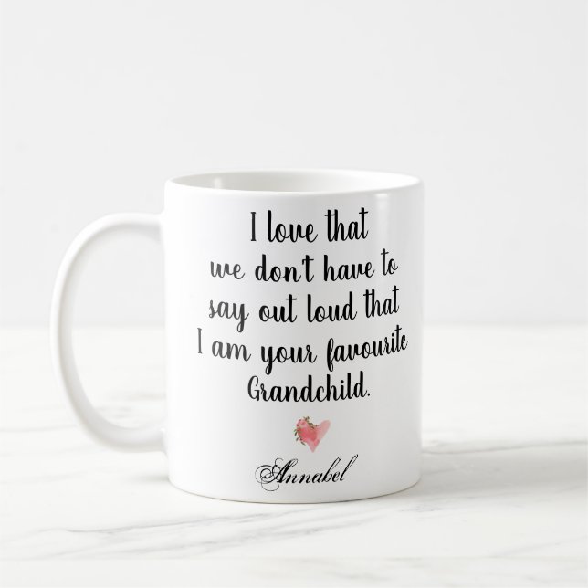 Modern favourite Grandchild, funny, quirky Coffee Mug (Left)