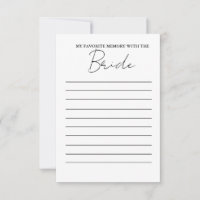 Modern Favourite memory with the bride game card