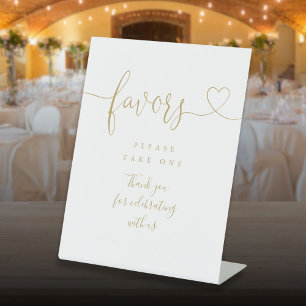Modern Favours Golc Heart Script Pedestal Sign