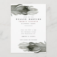 Modern Feather Watercolor Birthday Invite