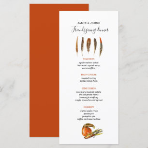 Modern Feathers Thanksgiving dinner menu