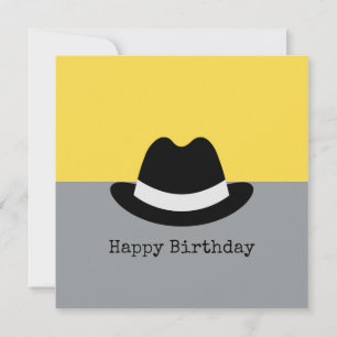 Modern Fedora Colorblock  Birthday Card