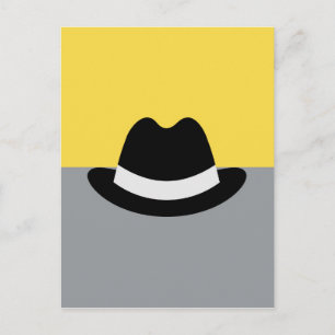 Modern Fedora Colorblock  Faux Canvas Print Postcard