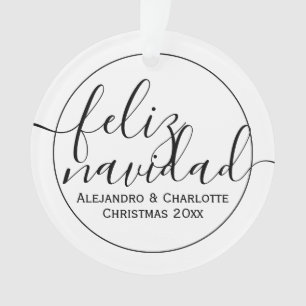 Modern Feliz Navidad Christmas Personalized Photo Ornament