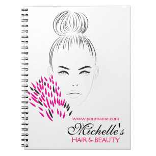 Modern feminine Black White Pink Chic Fashion Girl Notebook