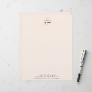 Modern Feminine Blush Pink Boho Sun Professional Letterhead