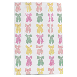 Modern Feminine Coquette Hair Bow Pattern Medium Gift Bag