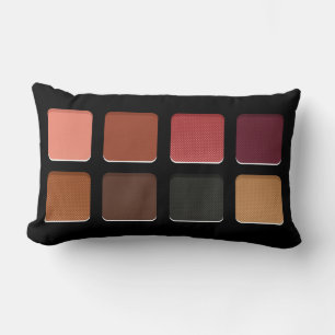 Modern Feminine Dark Warm Brown Makeup Pallete Lumbar Pillow