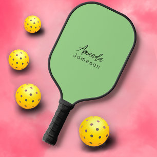 Modern Feminine Green Monogram Pickleball Paddle