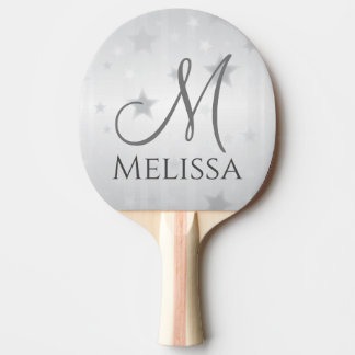 Modern Feminine Personalized Minimalist Silver Ping Pong Paddle