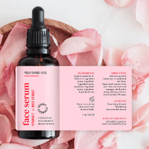 Modern Feminine Pink Face Serum Oil Dropper Bottle