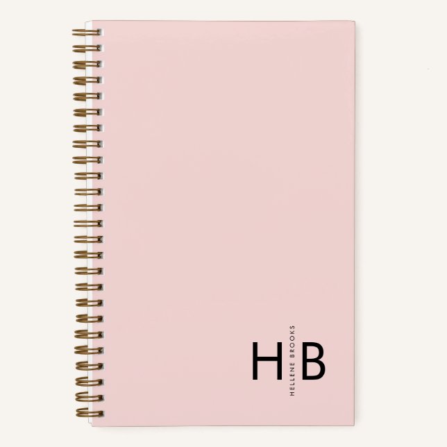 Modern Feminine Pink Initial Monogram Notebook (Front)