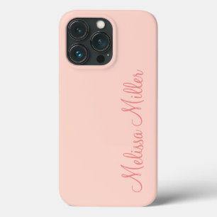 Modern Feminine Solid Soft Pink Script Custom Name iPhone 13 Pro Case