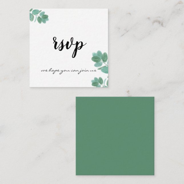 Modern Fern Trendy Elegant Calligraphy Botanical Enclosure Card (Front/Back)