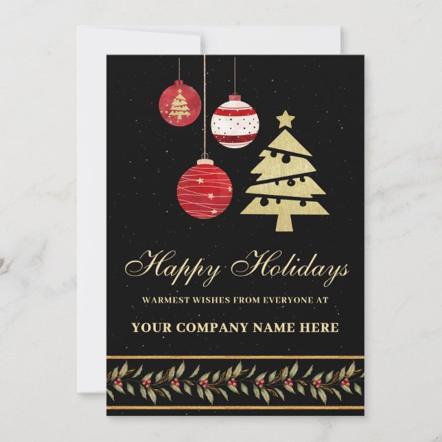 Modern Festive Business Logo Holiday Card (Front)
