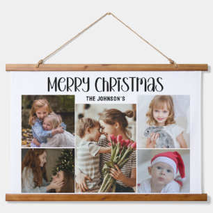 Modern Festive Casual Colorful Christmas 5 Photo  Hanging Tapestry